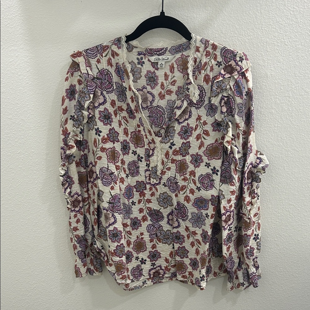 Pioneer Woman Multicolor Floral Ruffle Blouse